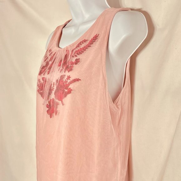 White House Black Market Pink and Red embroidered sleeveless top Medium - Picture 6 of 6